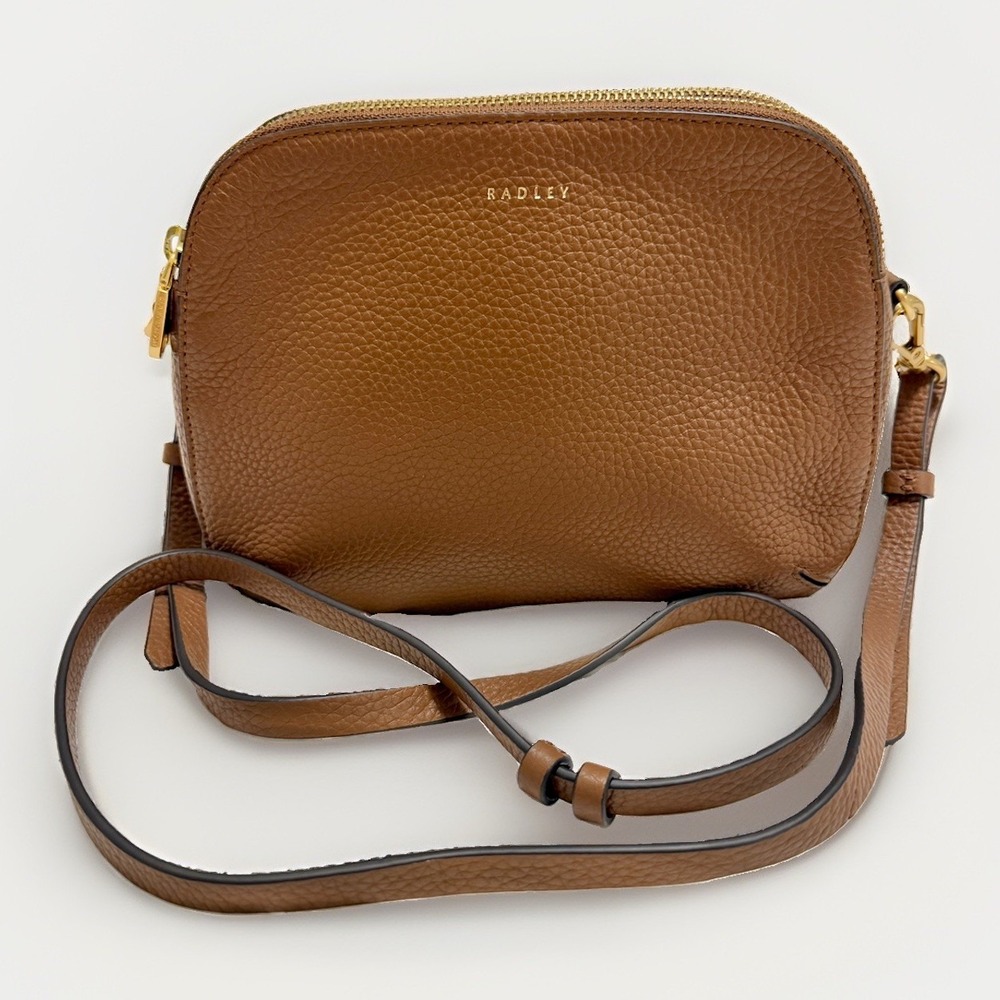Radley London Dukes Place Medium Pebbled Leather Tan Brown Crossbody Bag NWOT